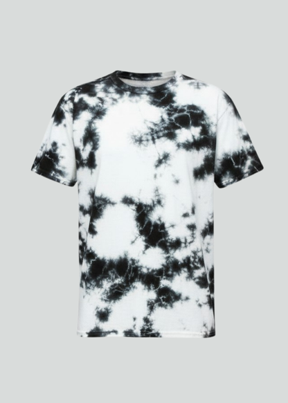 Black White Crystal Wash Tie Dye T-Shirt