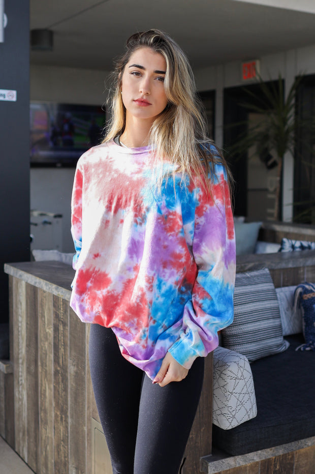 21-008-Yellow & Pink Tie Dye Long Sleeve Shirt By Blue84