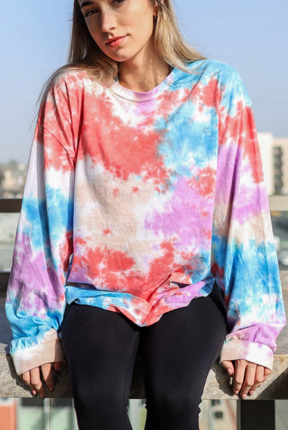 Multicolor Blotchy Tie Dye Long Sleeve T-Shirt 1