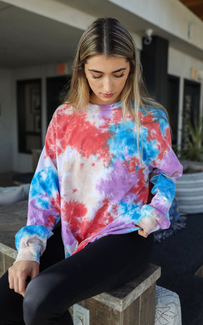 Multicolor Blotchy Tie Dye Long Sleeve T-Shirt 1