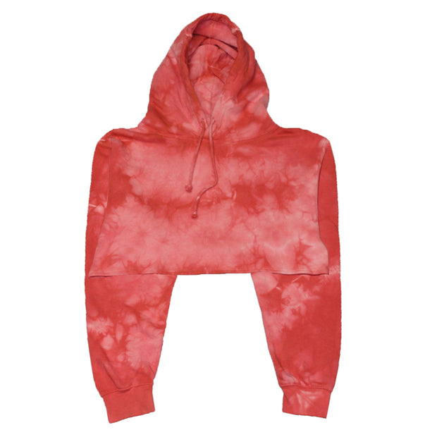 Pink Crystal Wash Tie Dye Crop Top Hoodie | Custom Colors Apparel