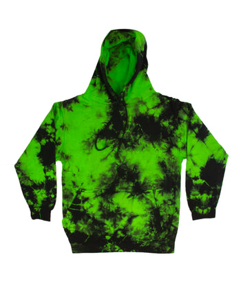Slime Green / Black Crystal Wash Tie Dye Hoodie